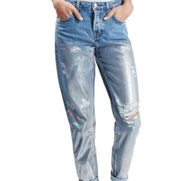 topshop holographic jeans